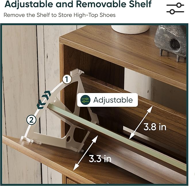 Shoe Storage Cabinet with 2 Flip Drawers, 23.6"(W) Freestanding Shoe Organizer with Metal Handles for Entryway, Narrow Shoe Rack Cabinet