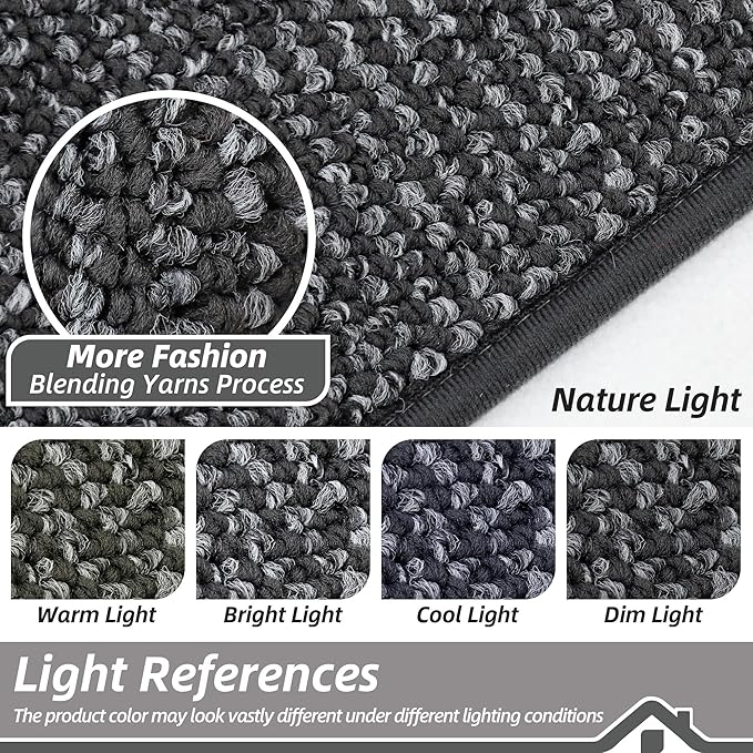 BEQHAUSE Kitchen Rugs 20"x32", Non-Slip Kitchen Mats for Floor, Super Absorbent and Stain Resistant Kitchen Rugs, Machine Washable Rugs for Kitchen, Hallway, Laundry & Sink, Charcoal