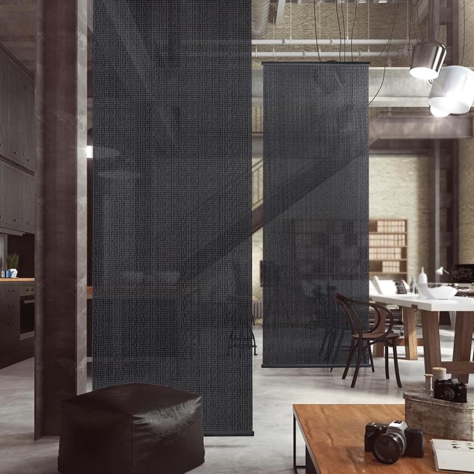 DECOLAB Hanging Room Divider, Sheer Fabric Ceiling Suspended Screen Panels for Office, Studio Apartment, Home, Space Saving, Trimmable Length, 36" W x 96" L, Pack of 2, Drizzle