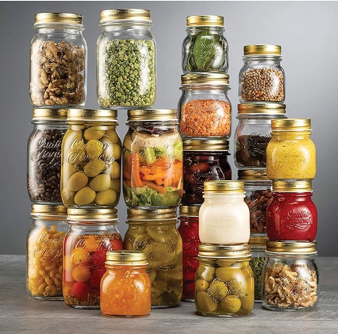 Bormioli Rocco Quattro Stagioni Small Glass Mason Jars 5 Ounce Mini Jars (6-Pack) with Metal Airtight Lid, For Jam, Jelly, baby food, Crafts, Spices, Dry Food Storage, Wedding favors, Decorating Jar