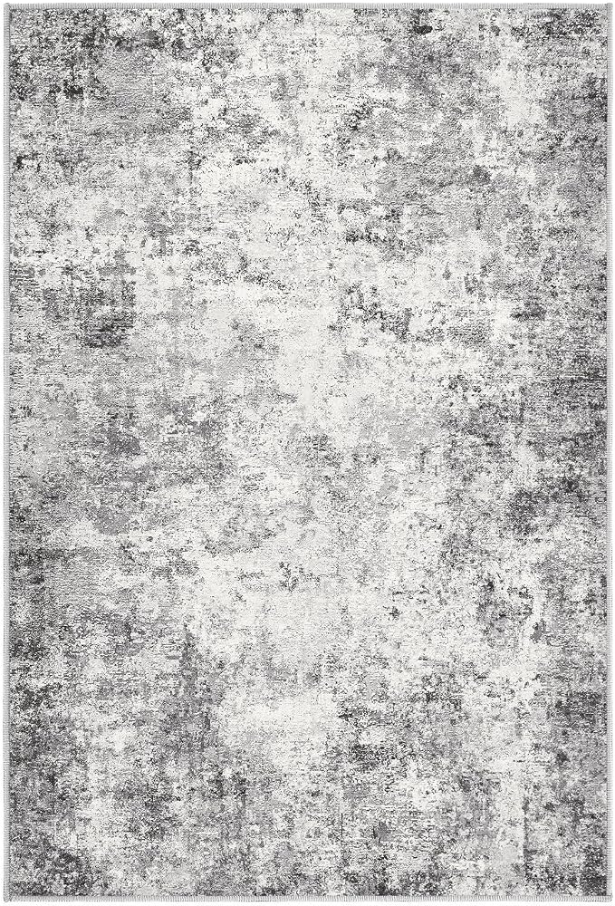 UERMEI 2x3 Entryway Area Rug: Washable Neutral Modern Abstract Small Rug - Non-Slip Low Pile Throw Indoor Carpet for Entrance Kitchen Front Door Mat Bathroom Entry Kids Room - Grey