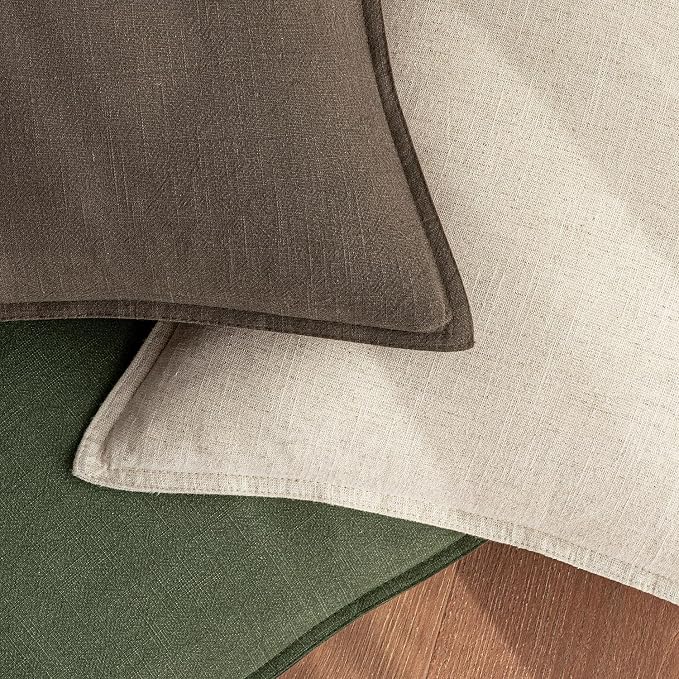 18x18 Inch Set of 2 Decorative Linen Solid Throw Pillow Covers Boho Accent Farmhouse Couch Pillowcases Modern Netural Home Decor for Couch Sofa Living Room Bed,Dark Coffee
