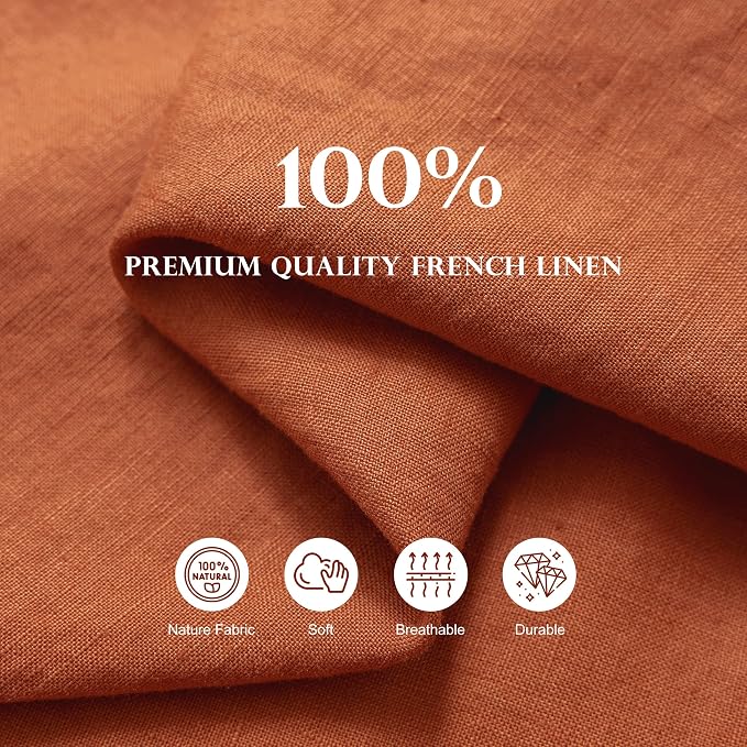100% Pure French Linen Tablecloths 55x55inch Durable Stonewashed Square Table Clothes for Dining Kitchen and Parties (SQ-Caramel, Square - 55 x 55 Inch)