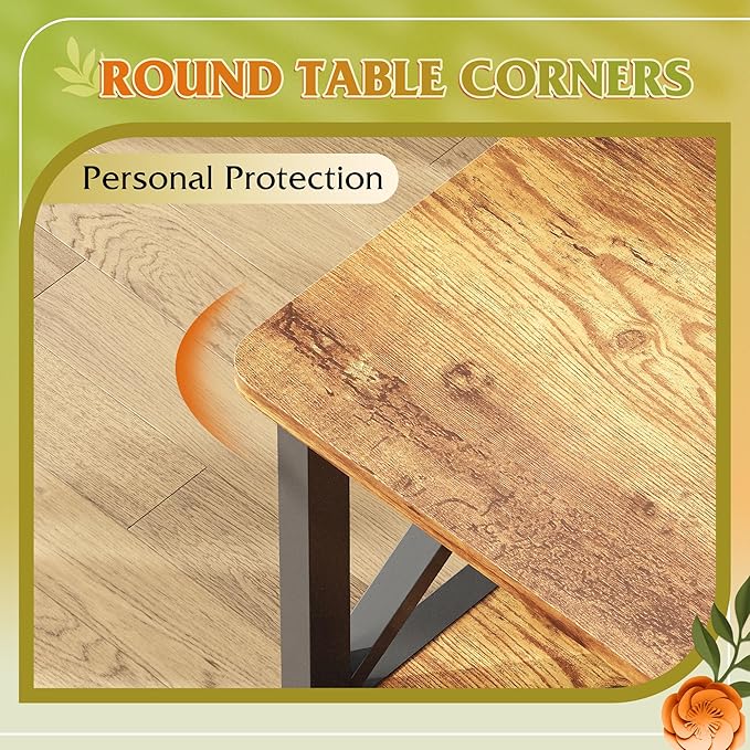 WLIVE Coffee Table for Living Room, 39" Modern 2-Tier Center Table with Round Corners, Storage Shelf, Farmhouse Style Small Coffee Table with Metal Frame, Rustic Brown