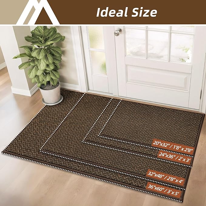 COSY HOMEER-Door-Mat 24"x36" Non Slip Absorbent Entryway Rugs Dirt Trapper Doormats Washable Entrance Mats Low Pile Welcome Floor Mat for Front Back Door and Entry Mats,Brown