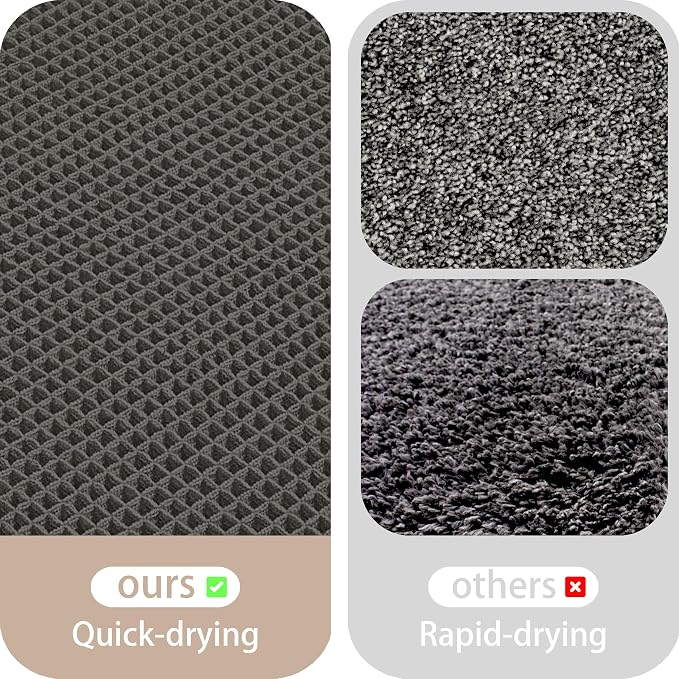 Waffle Runner Rug Non Slip, Boho Bath Mat, Super Absorbent Quick Dry Long Bath Runner Bathroom, Soft Farmhouse Bath Rug with Tassels, Washable Shower Mats for Floor 24"x72", Dark Grey