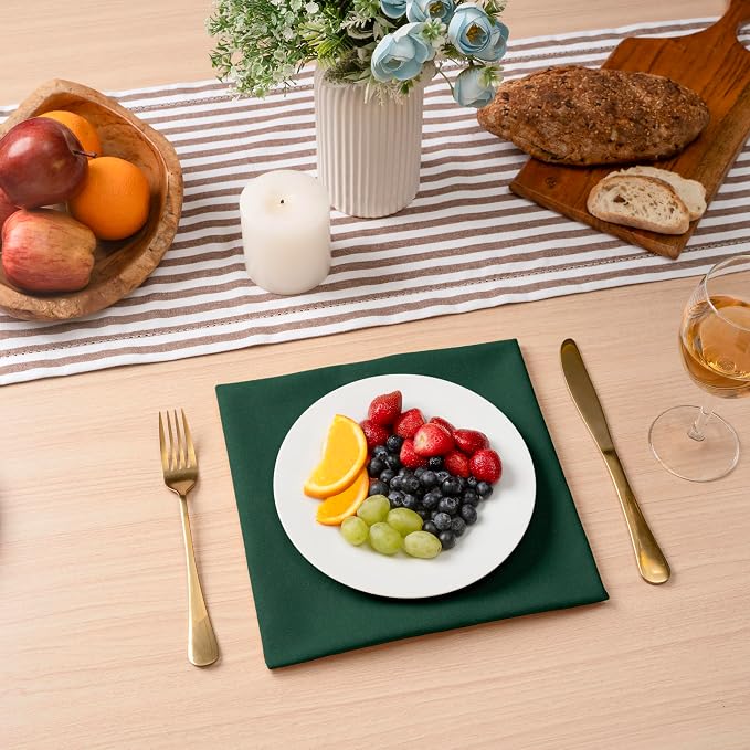 Blue Needles Solid Cloth Napkins Set of 6 Forest Green 100% Cotton Dinner Napkins 18x18 inches - Soft, Reusable, Absorbent & Washable, Ideal for Wedding Events Farmhouse Parties Hotel & Everyday Use