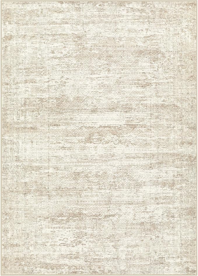 UERMEI 10x12 Area Rug Living Room Rugs - Washable Neutral Modern Abstract Soft Thin Rug Indoor Floor No Slip Rug Carpet for Bedroom Under Dining Table Home Office Decor - Beige/Brown