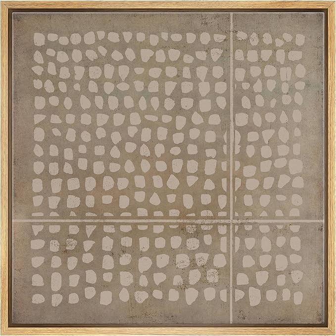 SIGNWIN Framed Canvas Print Wall Art Geometric Grunge Minimal Dot Pattern Abstract Shapes Illustrations Modern Art Decorative Boho Relax/Zen Nordic for Living Room, Bedroom, Office - 24"x24" Natural