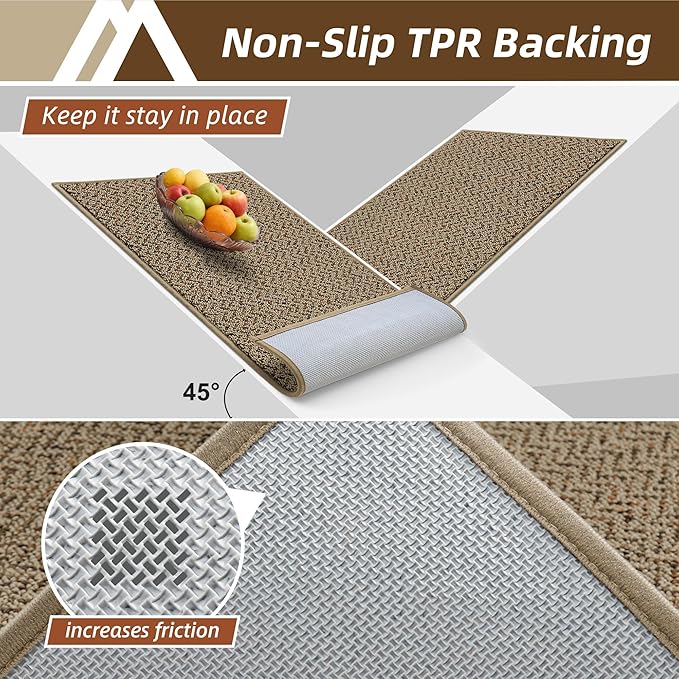 COSY HOMEER Door Mat 20" x 32", Non Slip Absorbent Entryway Rugs, Dirt Trapper Doormats, Washable Entrance Mats, Low Pile Welcome Floor Mat for Front Back Door and Entry Mats,Taupe