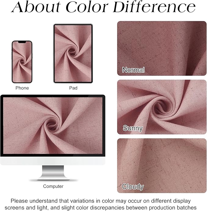 Naturoom Pink 54 Inch Shower Curtain - Stall Narrow Half Linen Ultra Thick Fabric Shower Curtain Set with Hooks, Boho Farmhouse Rustic RV Camper Bath Curtains for Bathroom, 54x78
