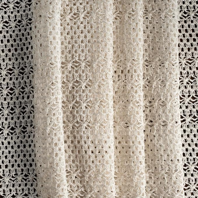 Boho Table Runner for Spring Home Decor Long Farmhouse Rustic Table Runner, Macrame Runner with Tassels for Dining Living Room Bedroom (Table Runner, 14x72 , Butterfly Pattern-Cream)