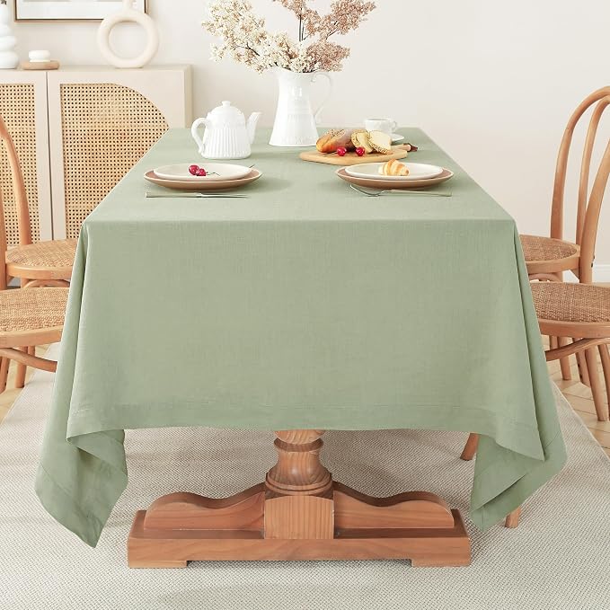 100% Pure French Linen Tablecloths 55x55inch Durable Stonewashed Square Table Clothes for Dining Kitchen and Parties (SQ-Sage, Square - 55 x 55 Inch)