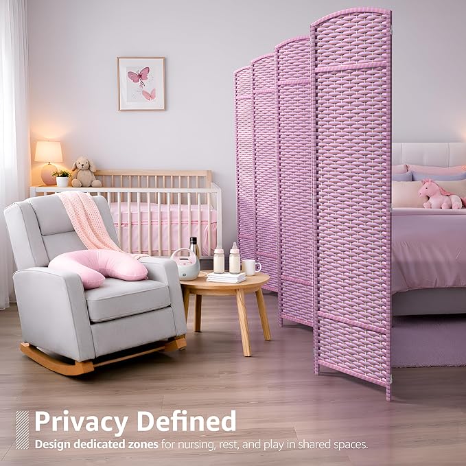 Sorbus 8 Panel Room Divider 6 ft. Tall - Privacy Screen, Extra Wide Double Hinged Panels, Mesh Hand-Woven Design, Partition Room Dividers and Folding Privacy Screens, Wall Divider for Room Separation