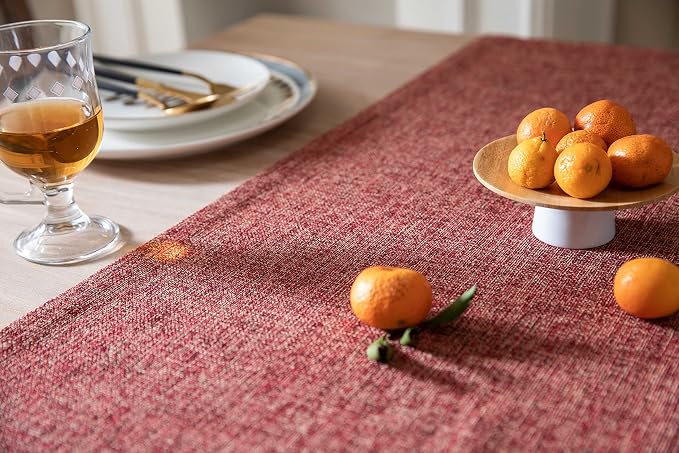 ZeeMart Burlap Style Farmhouse Table Runners 72 Inches Long, Red Rustic Woven Dining Table Runner for Everyday Use, 14x72 Inches, Red