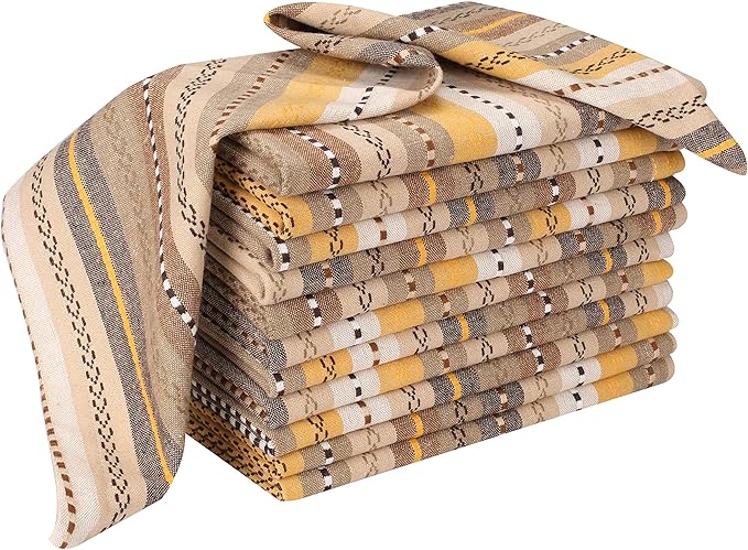 Cloth Napkins,Cotton Napkins,Dinner Napkins Cloth,Dinner Napkins,Cloth Napkins Set of 12 Cotton,Napkins Cloth,Cloth Napkins Cotton,Cotton Dinner Napkins, Salsa Stripe Napkins 18x18 Beige Multi