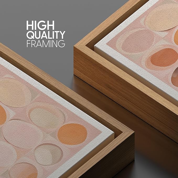 SIGNWIN Framed Canvas Print Wall Art Blush Pink Geometric Art Soft Circle Illustrations Modern Art Decorative Relax/Zen Nordic for Living Room, Bedroom, Office - 24"x24" NATURAL