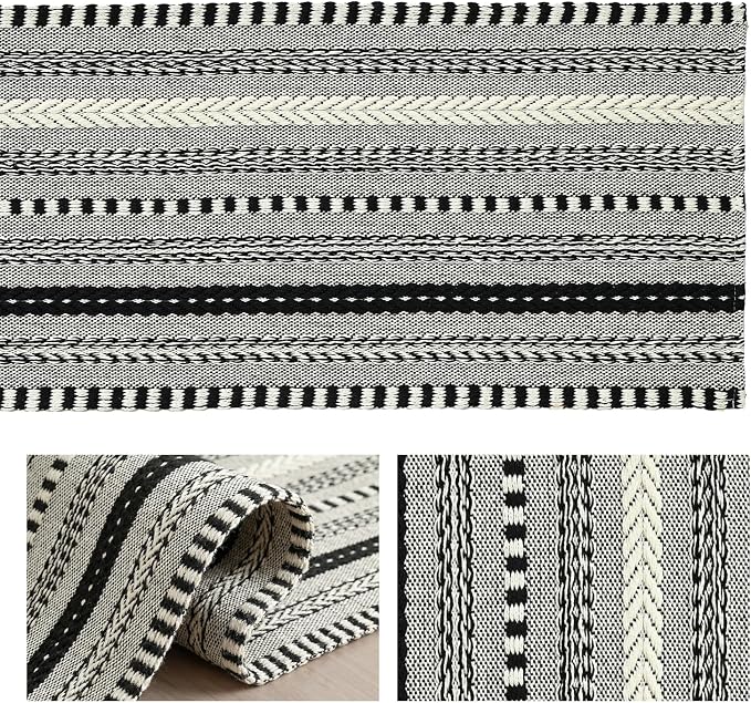 Artoid Mode Black Farmhouse Woven Table Runner, Seasonal Holiday Rustic Kitchen Dining Table Decoration for Home Party Decor 12x60 Inch