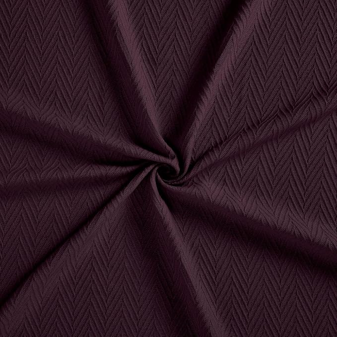 Superior Metro All-Season Cotton Blanket, Woven Blanket for Couch, Bed, Bedding, Farmhouse, Home Essentials, Cute and Cozy Bohemian Blankets, Herringbone Weave, Throw Size, Plum