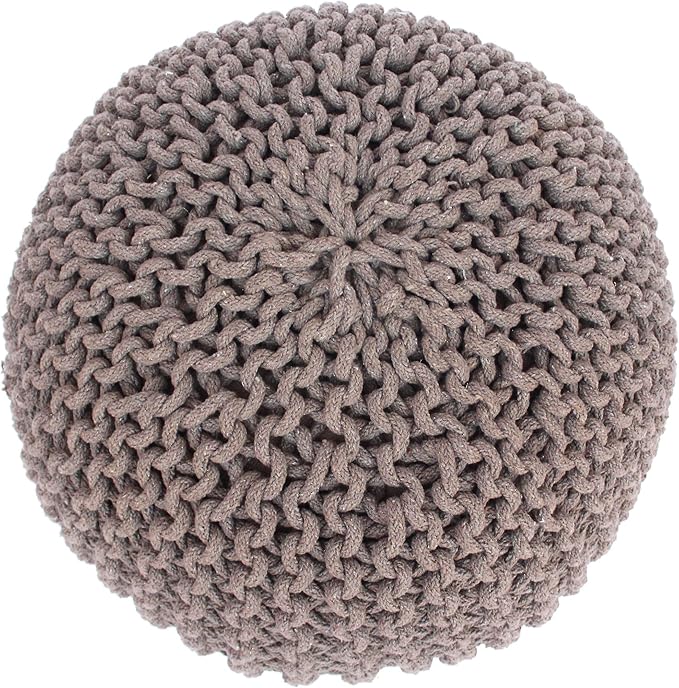 GDFStudio Handcrafted Modern Cotton Pouf Ottoman Foot Stool - Bean Bag Floor Chair - Foot Rest Couch for Living Room Bedroom, Brown