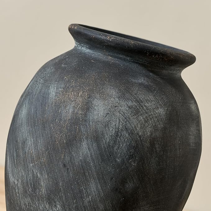 5.94" Ceramic Vase for Home Decor, Decorative Terracotta Farmhouse Rustic Vases for Living Room Kitchen Bedroom Bathroom Entryway Mantel Table, Pottery Vases for Grass Pampas Dried Fresh Flowers