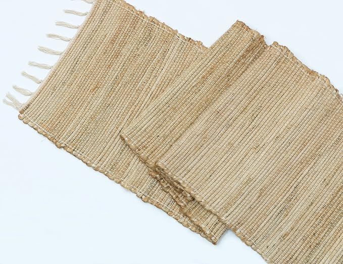 The Home Talk Jute Cotton Hand Woven Table Runner/Placemats (Table Runner, Natural, 13" x 108")