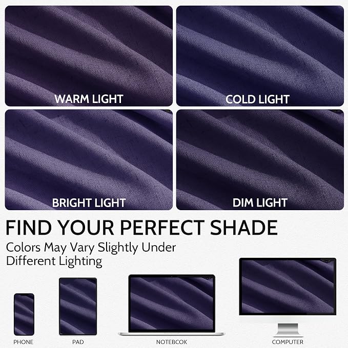Extra Long Curtain Purple Morden Linen Blend Light Filtering Back Tab Curtains for Long Winodws 120 Inches Length, Semi Sheer Privacy Drapes for Living Room, 52x120 inch, 2 Panels