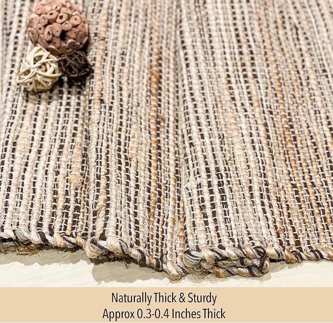 Chardin home Natural Jute Table Runner 13x48 Inch – Vintage Boho Rustic Table Decor – Handwoven Table Runner in Natural Jute and Brown – Farmhouse Dining or Console Table Accent