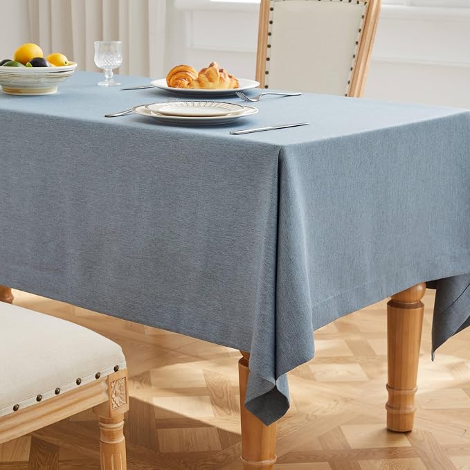 ZeeMart Basic Linen Textured Table Cloth, 52 x 52 Inch Dusty Blue, Farmhouse Style Rust Square Tablecloth, Wrinkle Resistant Washable Heavy Weight TableCloths