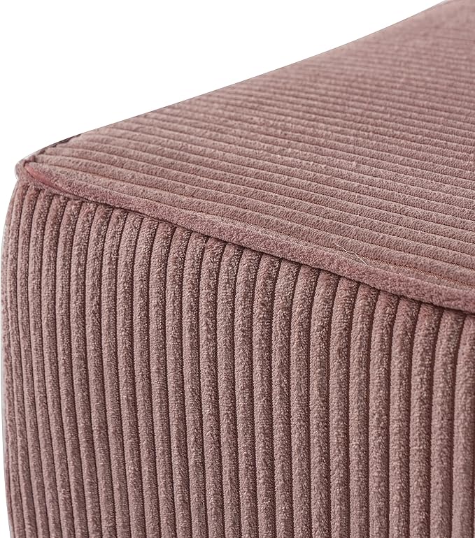 Christopher Knight Home Isa Corduroy Pouf Ottoman Foot Rest, Square Fabric Pouffe Ottoman Footstool, Living Room Sofa Couch Extra Seat, Modern Coffee Table for Home Office/Bedroom, Dusty Pink