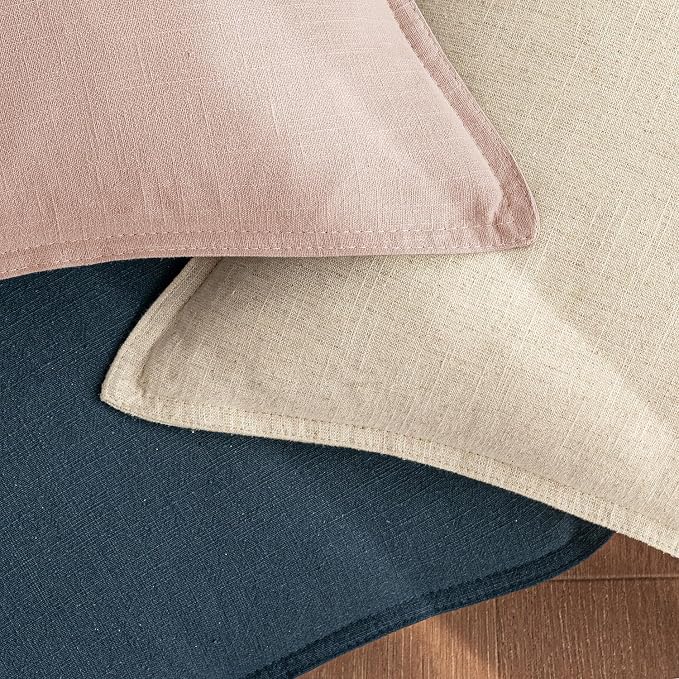 24x24 Inch Set of 2 Decorative Linen Solid Throw Pillow Covers Boho Farmhouse Euro Pillows Modern Valentines Home Decor for Couch Sofa Living Room Bed,Light Pink