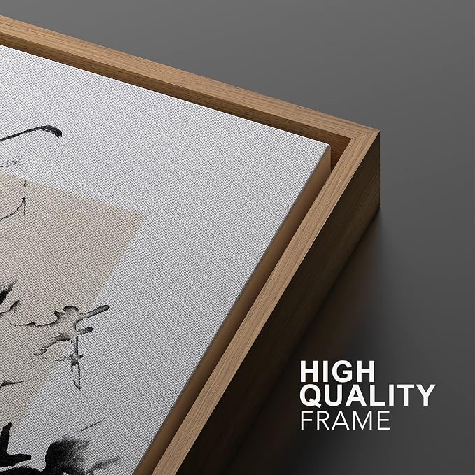 SIGNWIN Framed Canvas Print Wall Art Set Black Ink Paint Stroke & Brown Square Abstract Geometric Illustrations Graffiti & Street Art Modern Art for Living Room, Bedroom, Office - 24"x36"x2 Natural