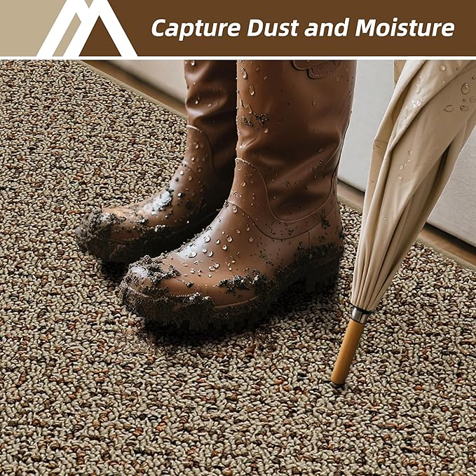 COSY HOMEER Door Mat 17" x 60" Non Slip Absorbent Entryway Rugs Dirt Trapper Doormats Washable Entrance Mats Low Pile Welcome Floor Mat for Front Back Door and Entry Mats,Taupe(Roll Packing)