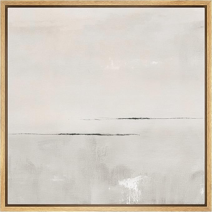 SIGNWIN Framed Canvas Print Wall Art Watercolor Pastel Gray Abstract Landscape Nature Shapes Illustrations Modern Art Decorative Contemporary Minimal for Living Room, Bedroom, Office - 16"x16" NATURAL