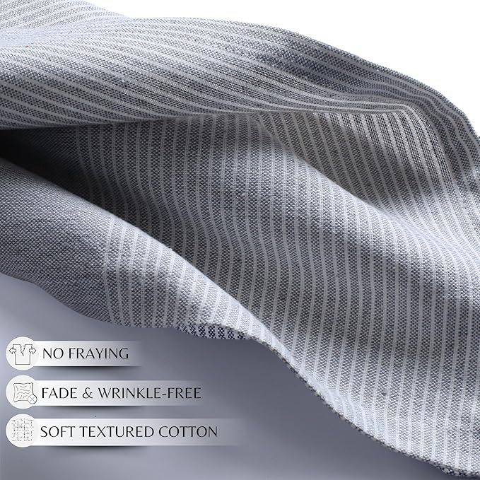 Palisa 100% Cotton Cloth Dinner Napkins [Pack of 4, Grey] Striped Pattern Reusable Table Linen Napkins for Home & Kitchen | Parties & Farmhouse Dining Décor 18x18 Inch