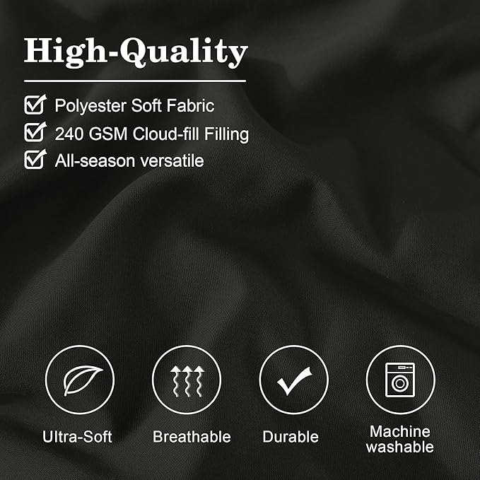 Monbix Oversized King Size Comforter Set - 7 Pieces Black Bed in a Bag Oversized King Bedding Sets with Comforters, All Seasons Comforter Bed Set with Sheets,Pillowcases & Shams
