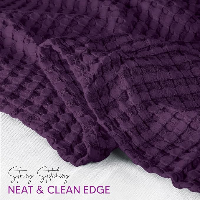 Utopia Bedding 100% Cotton Waffle Weave Blanket Twin Size for Couch Sofa Bed - Lightweight, Breathable Summer Blankets Soft and Cozy, Gifts for Women Home Room Decor (Plum, 90x72 Inch)