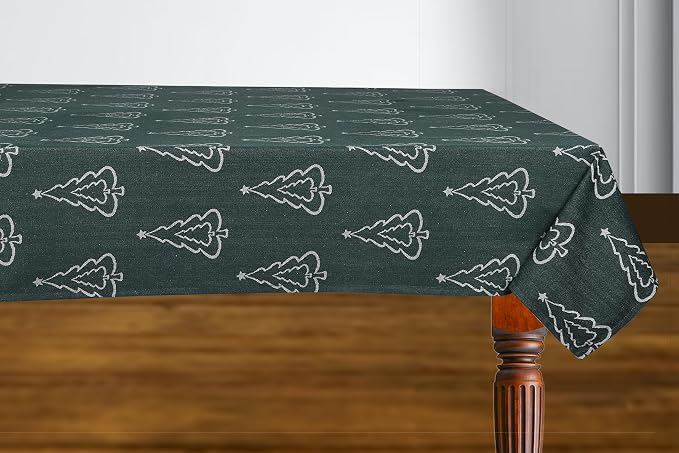 Urban Villa Table Cloth for Christmas Tabletop Cover Kitchen Dining Tablecloth 100% Cotton Great Parties Wedding Holiday Jacquard Tree Rectangle 60X84 Inches 6-8 Seats Table Cloth