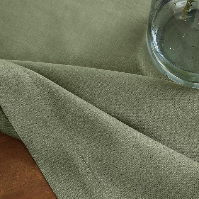Solino Home Linen Tablecloth 60 x 90 Inch - 100% Pure Linen Oil Green Table Cloth for Rectangle Tables - Fete, Machine Washable Tablecloth for Summer