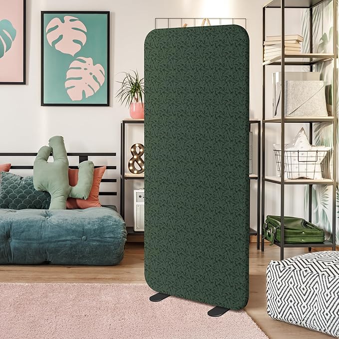 DECOLAB Portable Room Divider Panels, Fabric Privacy Space Room Partition Separator for Bedroom, Home, Studio, Scratch Resistance, 29"x65", Pine