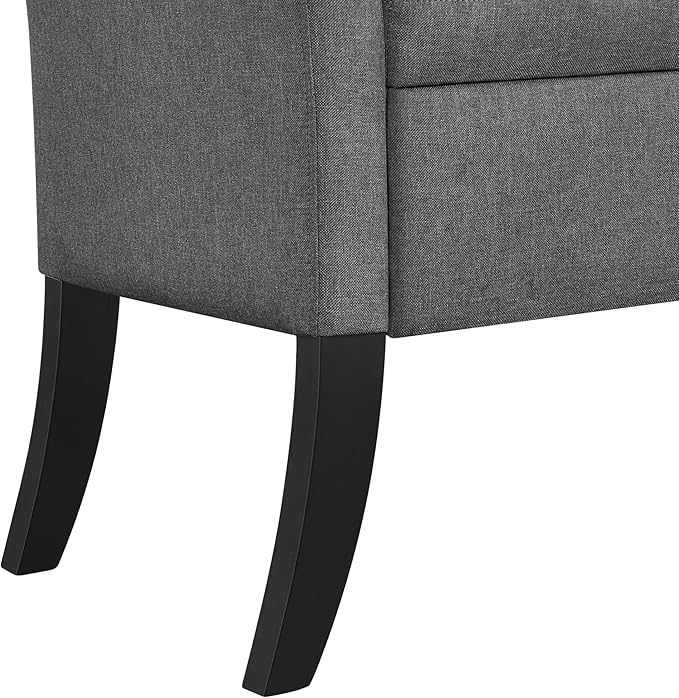Yaheetech Storage Bench for Entryway Linen Window Bench with Rolled Arms for Bedroom Entryway Window Seat, Dark Gray