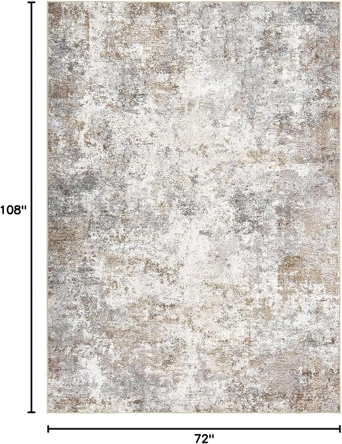 UERMEI 6x9 Area Rug Living Room Rugs - Washable Neutral Modern Abstract Soft Thin Large Rug Indoor Floor No Slip Rug Carpet for Bedroom Under Dining Table Home Office Decor - Brown Grey