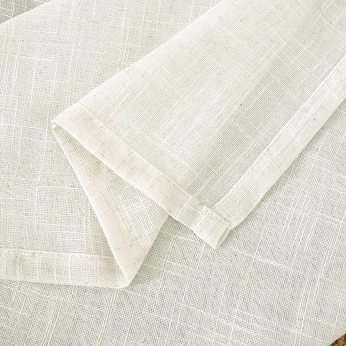 LAMIT Cream 80 inch Linen Curtains for Doorway, Light Filtering Semi Sheer Drapes Back Tab and Rod Pocket Neutral Panels for Bedroom/Living Room, 34 x 80 Inch, 2 Panels