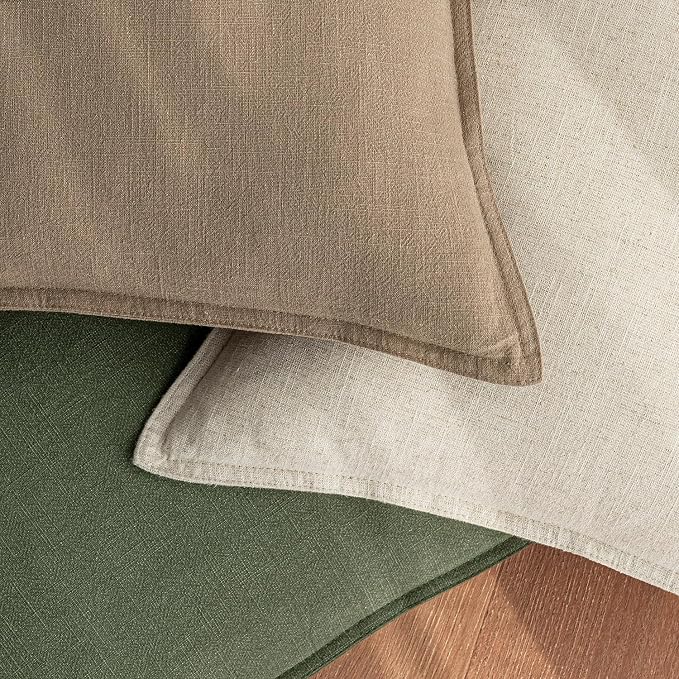 28x28 Inch Euro Sham Set of 2 Decorative Linen Solid Throw Pillow Covers Boho Accent Farmhouse Couch Pillowcases Modern Netural Home Decor for Bed Couch Sofa Living Room,Light Brown