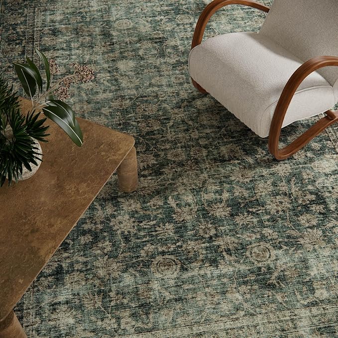Washable Living Room Area Rug: 8x10 Rugs for Bedroom Vintage Stain Resistant Non Slip Low Pile Lightweight Boho Carpet for Kitchen Dining Room Farmhouse Kids Room Nursery