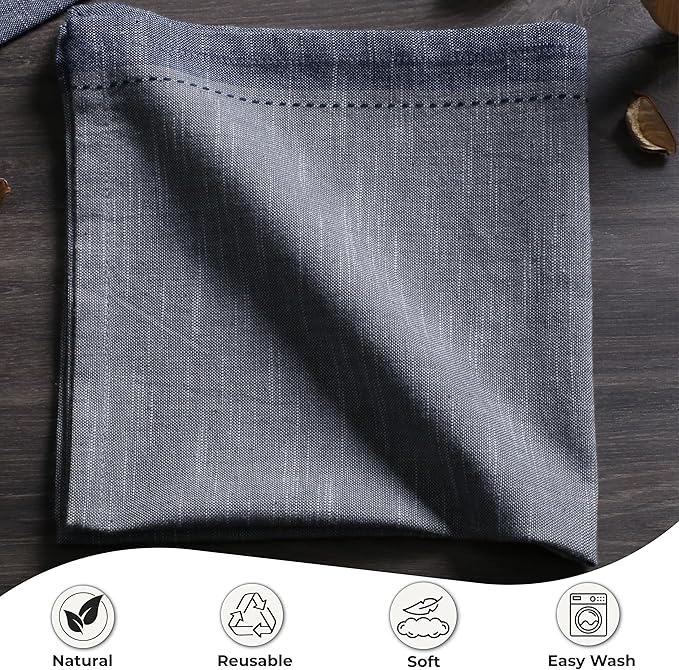Palisa Cotton Cloth Dinner Napkins Set of 12 Contrast Boarder Napkin for Dinning Table Linen Decor Everyday Party Use Wedding Reception Farmhouse 18x18 Inch – Grey