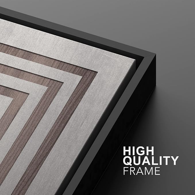 SIGNWIN Framed Canvas Print Wall Art Set Mid-Century Geometric Gold Square Pattern Abstract Shapes Illustrations Minimal Decorative Bohemian for Living Room, Bedroom, Office - 24"x36"x2 Black
