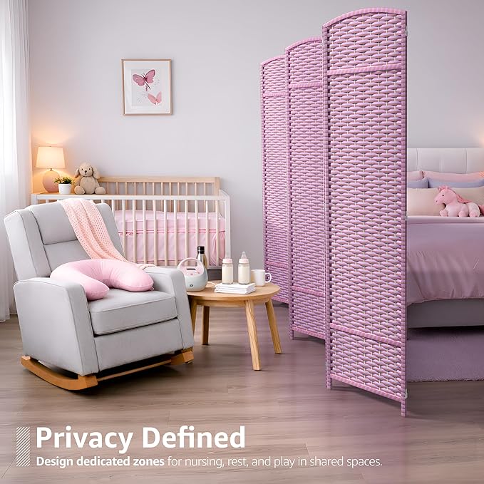 Sorbus 6 Panel Room Divider 6 ft. Tall - Privacy Screen, Extra Wide Double Hinged Panels, Mesh Hand-Woven Design, Partition Room Dividers and Folding Privacy Screens, Wall Divider for Room Separation