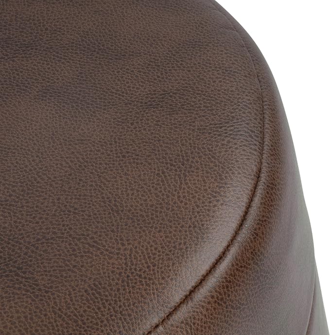 HomePop 18" Round Ottoman - Brown Faux Leather