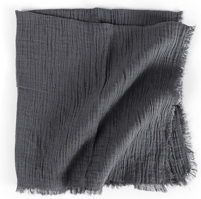 FINGERCRAFT Cloth Napkins Natural Cotton Cheesecloth Set of 12 Premium Fringe Design Dinner Napkin Soft Durable Ideal for Dining Room, Restaurant, Weddings Events Washable Good Absorbency Black